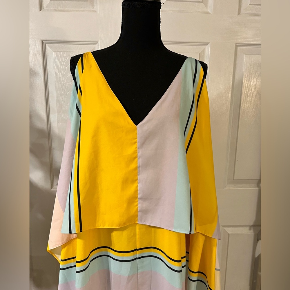 Asos Multicolored/Yellow Striped Crop Top Maxi Dress | NWOT Plus Size US 22 - Picture 5 of 9